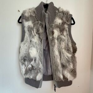 Gray and White Rabbit Fur Vest